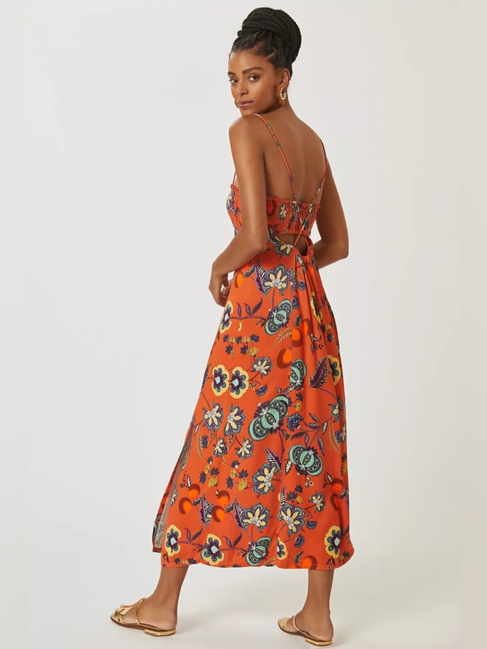 Anthropologie Maeve Floral Cross-Back Maxi Dress Size MP - Picture 4 of 12